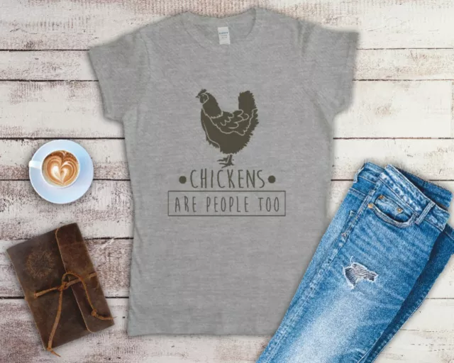 Chickens Are People Too Ladies T Shirt Sizes Small-2XL