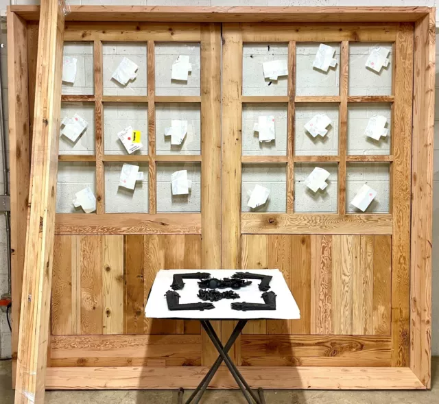 Rustic reclaimed lumber square top double door solid wood castle winery glass