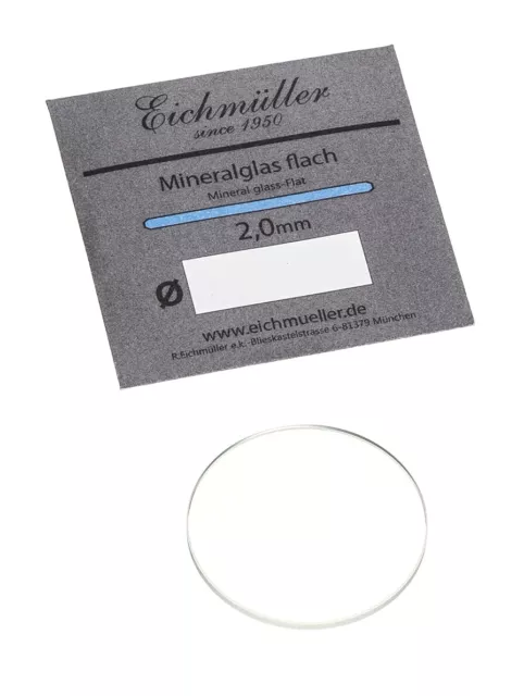 Verre de Montre Remplacement Minéral Plat Épaisseur 2,0 MM Ø 20 - 40 Eichmüller