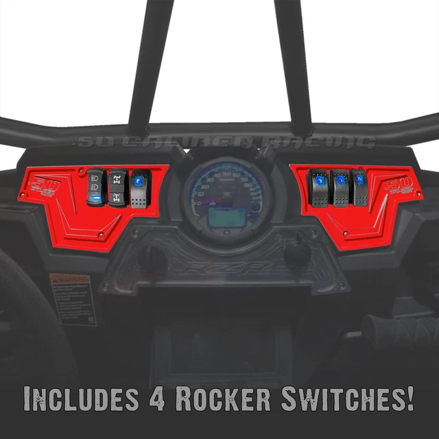 2 Piece CNC Dash Panel & 4 Rocker Switch Bundle RZR XP1000 S 900 1000 Havasu Red