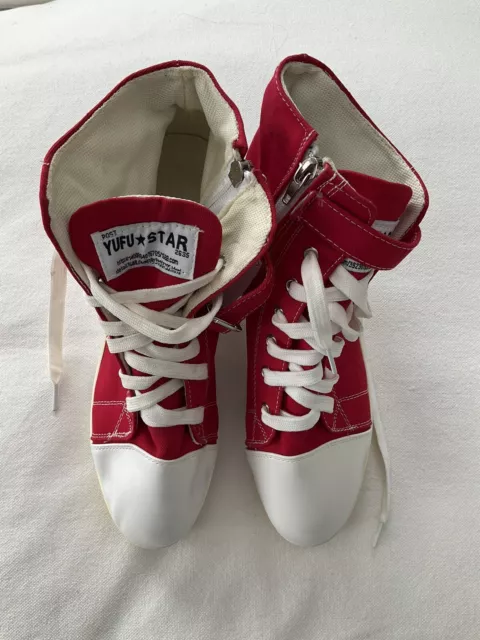 YUFU  Star Women's Red High Top Platform Wedge Sneakers Zip Up Size 9.5