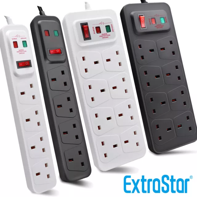 Switched Surge Protected Extension Lead Cable Electric Plug Socket Mains Power