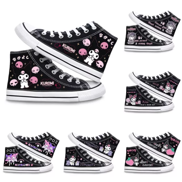 Unisex Kuromi Cartoon Lace-up High Top Trainers Canvas Shoes Sneakers Xmas Gifts