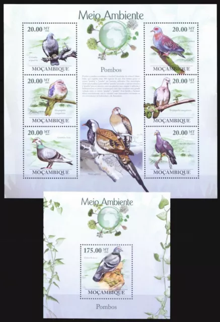 Natural Environment of Pigeons, Birds, Mozambique 2010 MNH SS+MS