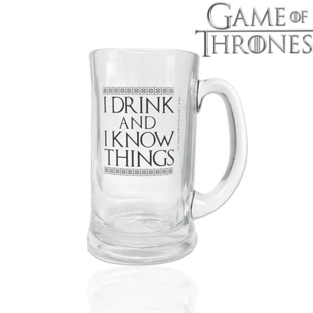 Official Game Of Thrones I Drink And I Know Things Stein Cup Glass Beer Mug GoT