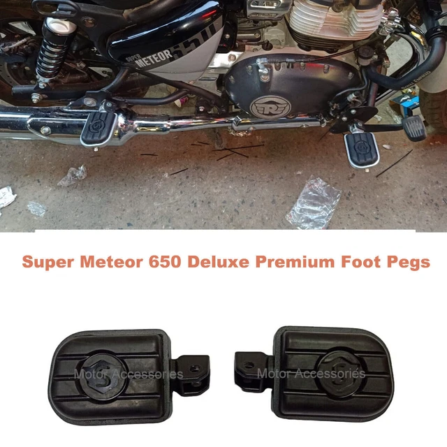 Repose-pieds Arrière Pliable Pour Royal Enfield Super Meteor 650 - Noir Aluminium - Neuf