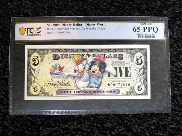 2009"Daisy And Minnie"$5 Disney Dollar!! PCGS 65 PPQ Ser#D00072840!!!GEM UNC!!!