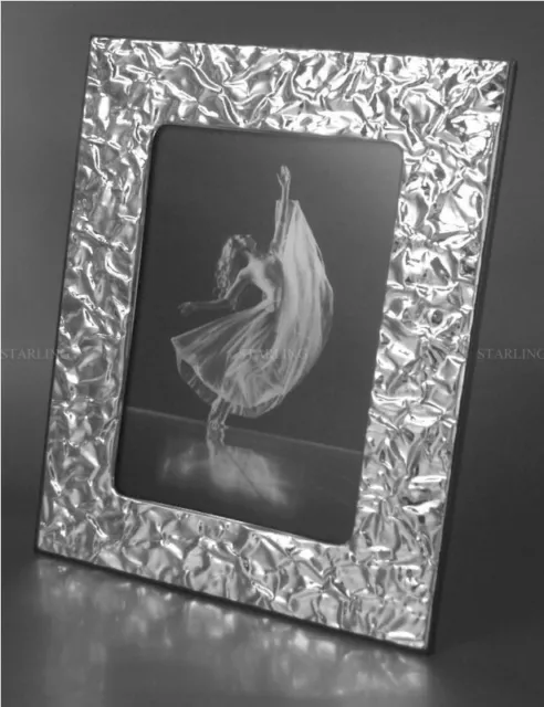 Solid 925 Sterling Silver Frame Polished Photo Frame Creased Effect 10x15 (T1)