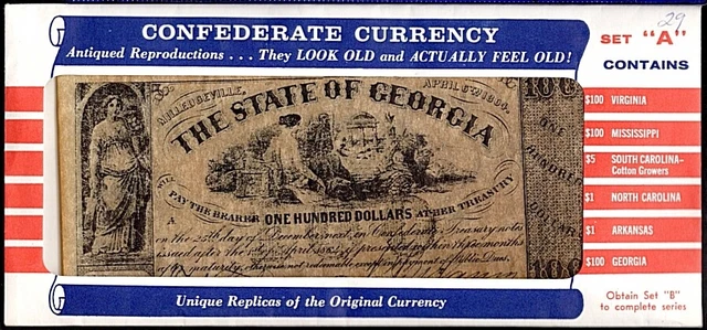6 Confederate Currency (5) 1862 & 1864 (2) $1 (1) $5 (3) $100 Civil War Fantasy