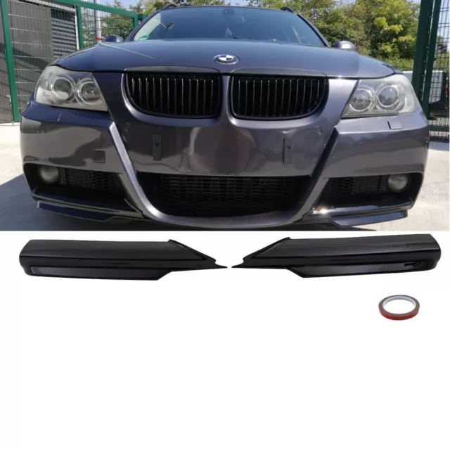 Set Flaps Splitter Spoiler Lippe Schwarz Glanz für BMW 3er E90 E91 M-Paket 05-08