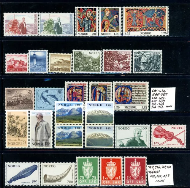 Norway Outstanding Selection of 29 MNH Stamps - CV=$25.70