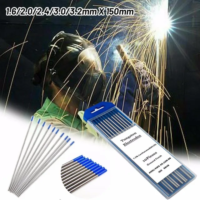 10Pc Tig Soudage Tungsten Électrodes Bleu 2% Lanthanated 3/32x7 Bleu WL20