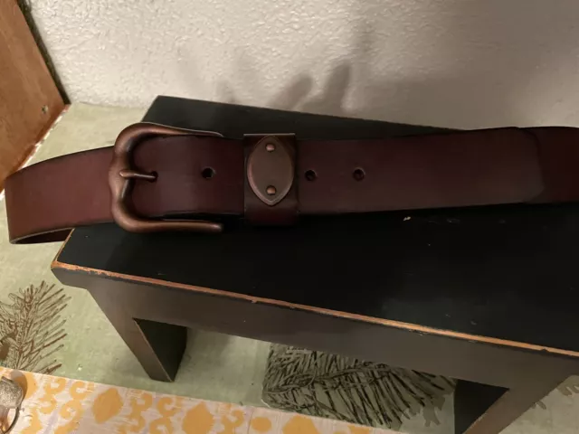 FOSSIL BROWN LEATHER Belt New Copper Tone Buckle Size Large Marked ...