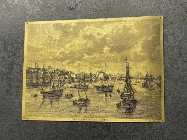Engraving on brass or copper plate - General view of Nantes