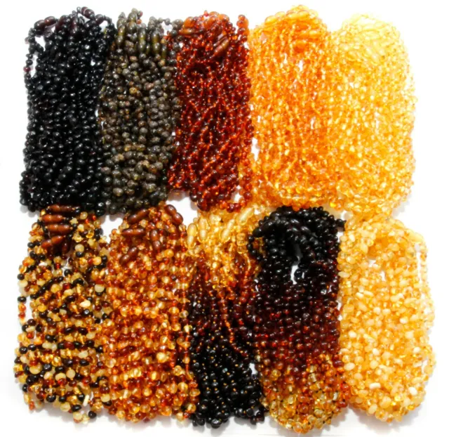 Baltic Amber Necklaces Wholesale Lot 10 Colors Raw Polished Genuine Beads