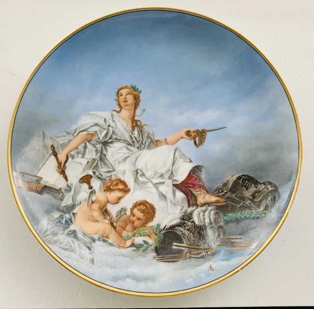 HAND PAINTED PORCELAIN Plate- Allegory of Justice - 19th c.France - 24. ...