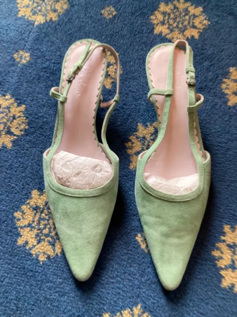 Stunning Pistachio green suede slingback shoes by Boden size 40