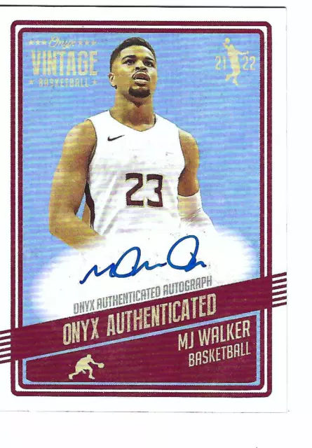 Mj Walker 2021 Onyx Vintage Basketball On Card Rookie Auto