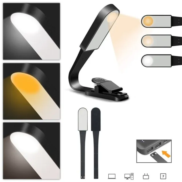 Buchleuchte USB Leselicht mit Touch Sensor Clip On Buch LED Leselicht UK