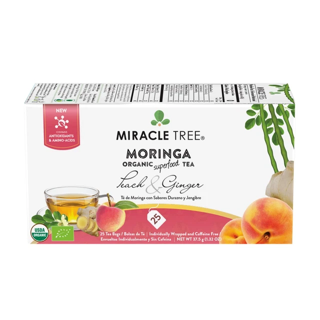 Miracle Tree - Organic Moringa Tea: Peach & Ginger
