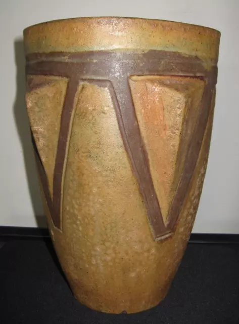 ALEXANDRE KOSTANDA ( 1921-2007 ) Grand Vase masques Afrique  VALLAURIS 1950 - 60