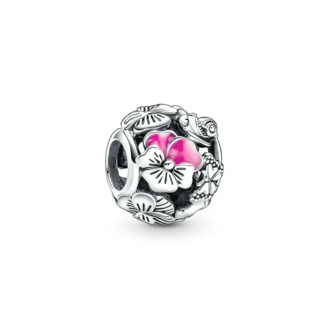 PANDORA Charm Sterling Silver ALE S925 PANSY FLOWER FRIENDS  790759C01 gc