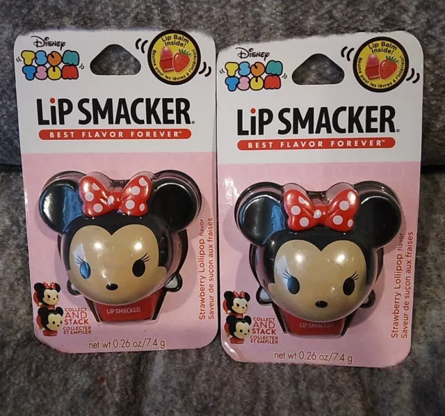 2 Pack Lip Smacker Disney Tsum Tsum Lip Balm, Minnie Mouse, Strawberry Lollip...