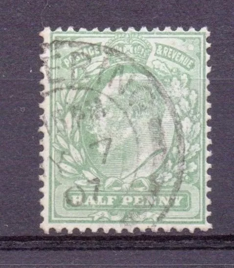 1902 Fine Used KE7 SG218 1/2d Yellow-Green Wmk Imperial Crown P14 Lovely