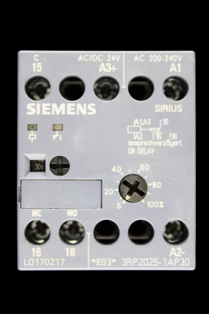 Siemens Timing Relay 1 Change-Over Contact 24V Ac/Dc Coil 3Rp2025-1Ap30