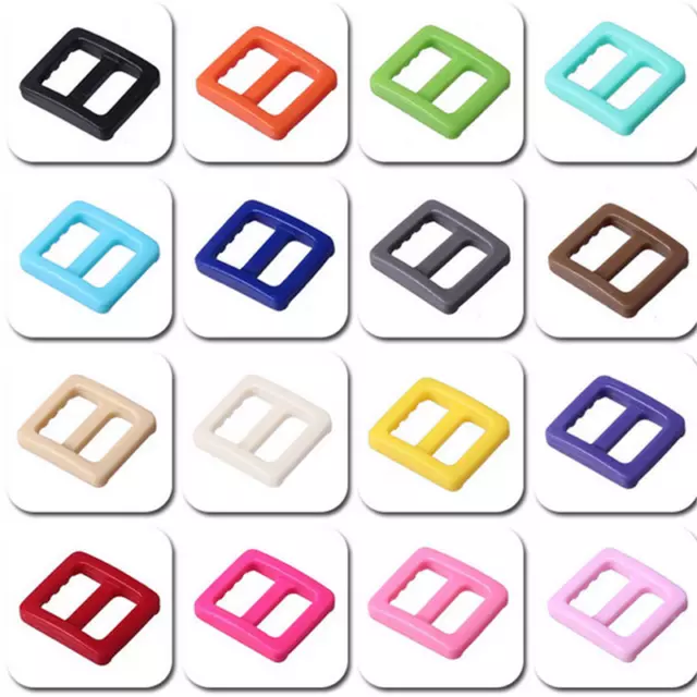 20X 3/8" (10MM) Colorful Plastic Slider Tri-Glide Adjust Buckles Backpack Straps