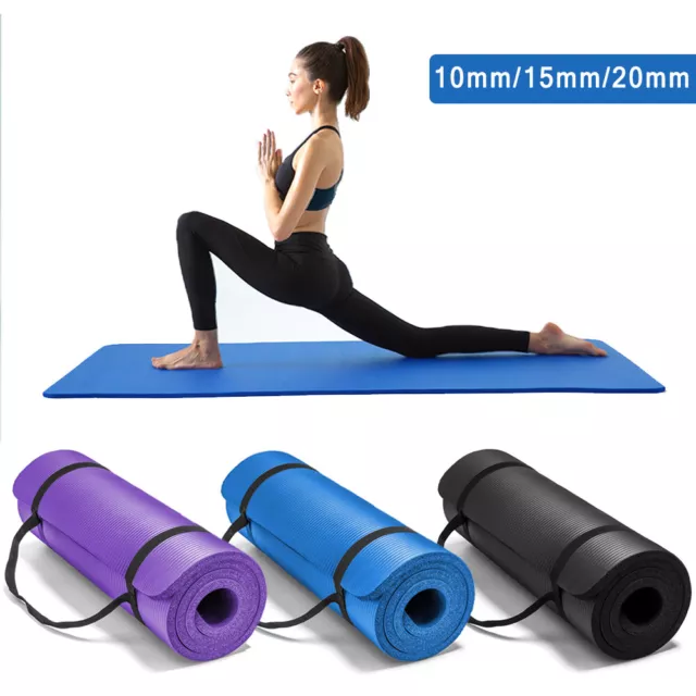 10/15/20MM Thick NBR Yoga Mat Pad Nonslip Exercise Fitness Pilate Gym Mats NEW