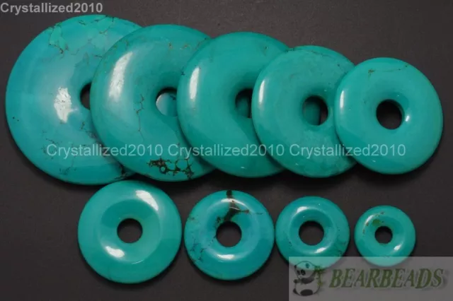 Natural Turquoise Gemstone Round Donut Ring Pendant Beads Reiki Jewelry Making