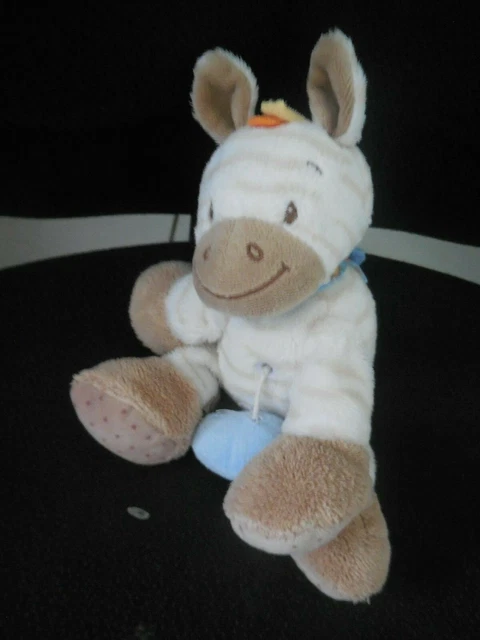 doudou peluche musicale Arthur et Louis zèbre blanc beige NATTOU 13cm