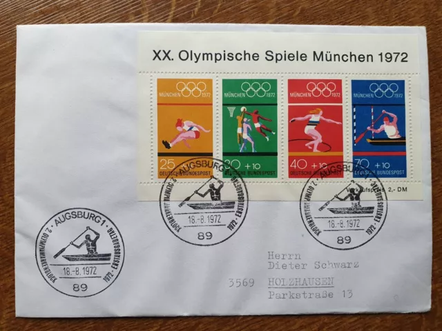 Bund 1972 FDC ESST  Ersttagsbriefe Mi. 734-737 Olympische Spiele München 2