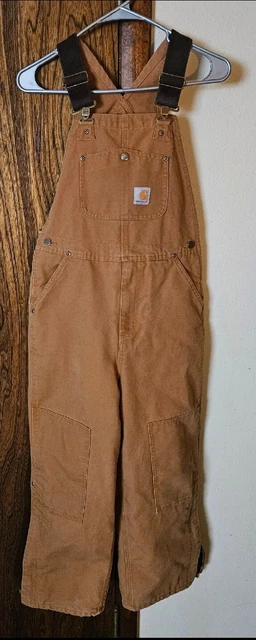 Youth Boys 12 Carhartt Winter Insulated Bib Overalls Duck Canvas Double Knee