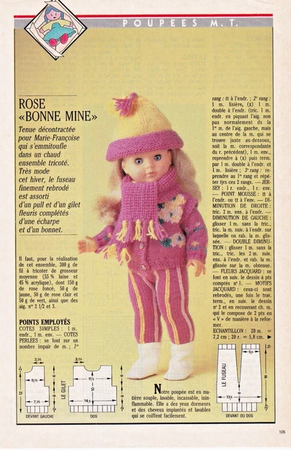 Pages Tricot & Crochet MODES ET TRAVAUX - Poupée Clothilde - Numéro 10/1980 - Occasion