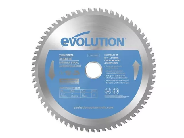 Evolution - Thin Steel Cutting Circular Saw Blade 210 x 25.4 x 68T