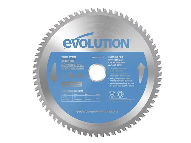 Evolution - Thin Steel Cutting Circular Saw Blade 210 x 25.4 x 68T