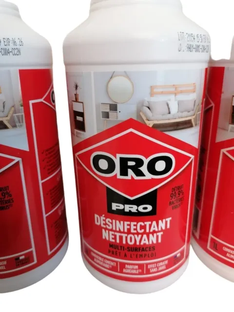 Lot de 3 Nettoyants multi surfaces désinfectant ORO PRO3 x 1 litre Pulvérisateur 2