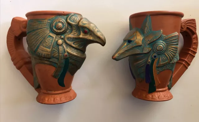 1994 Applause Stargate Set of 2 Collector Figural Mugs Anubis Horus Egyptian