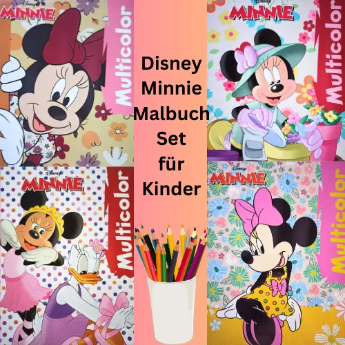 XXL Malbuch Set mit Disney Minnie Mouse Multicolor, Din A4
