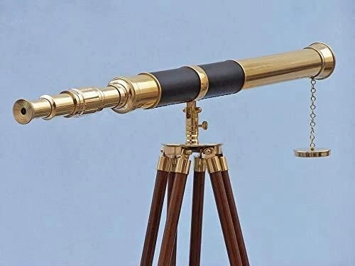 60" Nautical Floor Standing Admirals Solid Brass Telescope with Wooden Tripod St