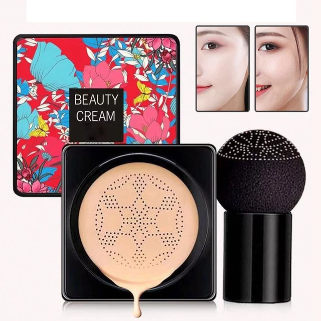 Base de maquillaje facial con esponja hinchada cabeza de hongo cojín de aire crema BB&CC