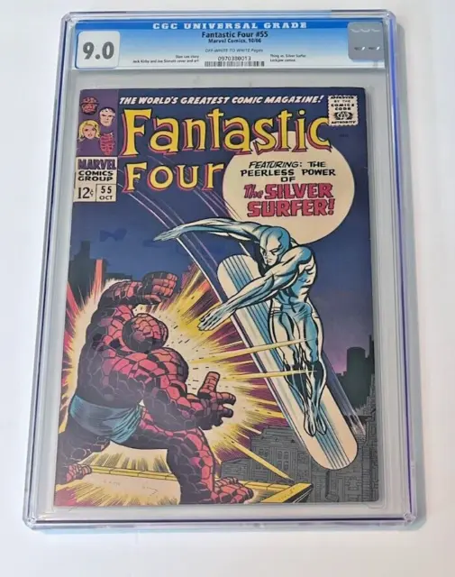 Marvel Comics FANTASTIC FOUR #55 CGC 9.0 OW-W CLASSIC SILVER SURFER VS THING