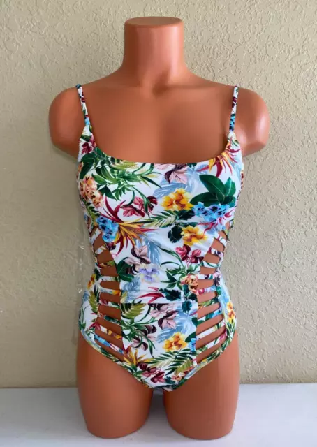 Red Carter Womens Side Cut-Out Maillot One Piece Swimsuit White Size XS