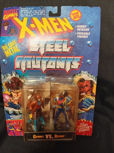 1994 Toy Biz Marvel X-Men Steel Mutants Die-Cast Gambit vs Bishop New Old Stock