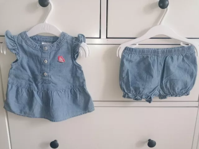 Anzug Zweiteiler kein Overall 62/68 Mädchen Baby Rüschen hose Shirt Sommer Set