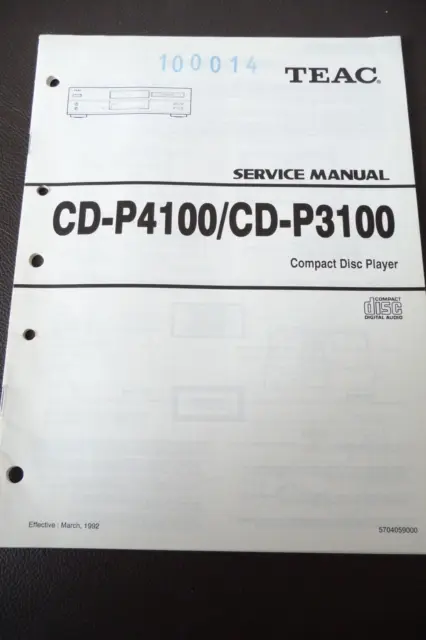 Service Manual Teac CD-P4100/CD-P3100, Original