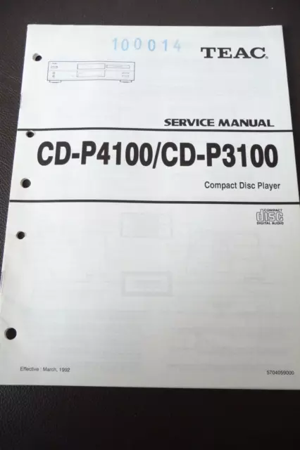 Service Manual Teac CD-P4100/CD-P3100, Original