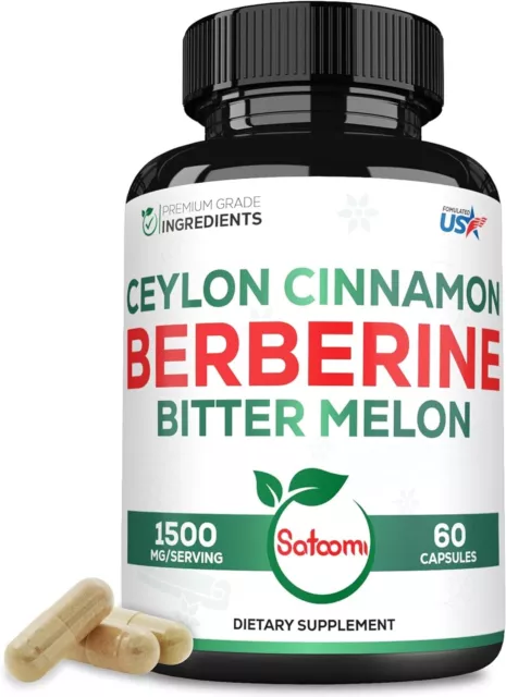1500mg Berberine Supplement with Organic Ceylon Cinnamon Bark & Bitter Melon
